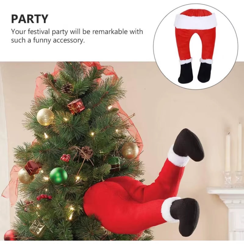 Christmas Santa Leg Decorations, Filled Christmas Tree Topper Fireplace Hanging Ornaments, Holiday Party Supplies